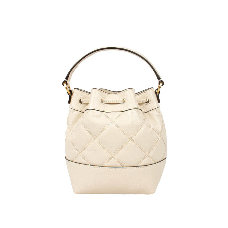 Tory Burch Diamond Pattern Sheepskin Drawstring Bucket Bag Shoulder Crossbody Bag 87869-724