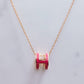 Hermes Pop H Rose Red Rose Gold Chain Round Necklace